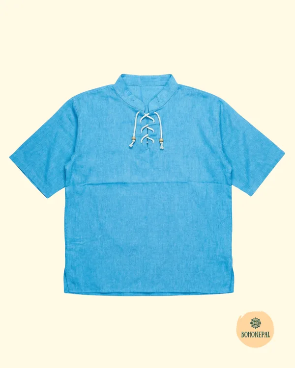 Handmade Cotton Lace-Up Boho Shirt