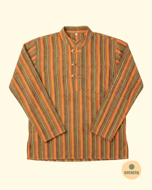 Boho-style Cotton Striped Kurta