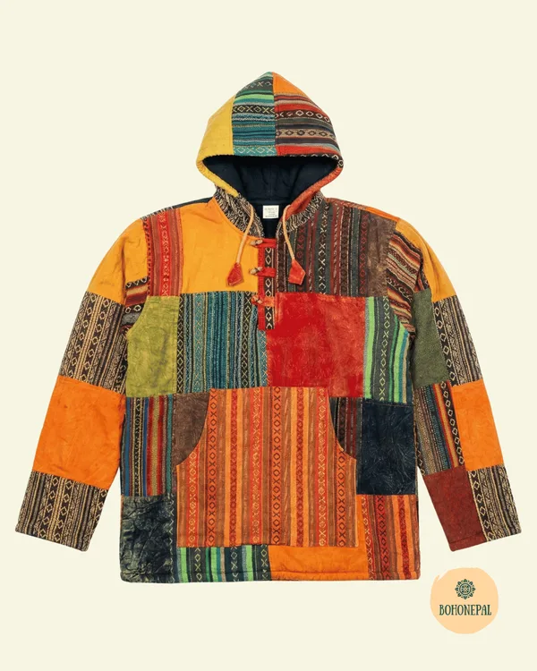 Handmade Patchwork Gheri FleeceHoodie