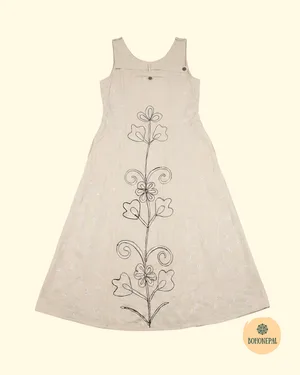 Sleeveless Hand-Embroidered Cotton Dress