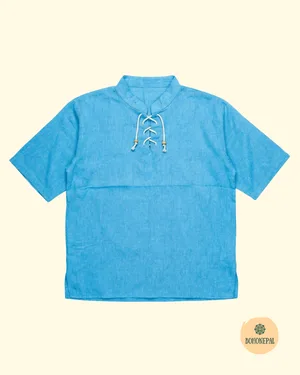 Handmade Cotton Lace-Up Boho Shirt