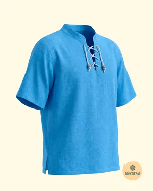 Handmade Cotton Lace-Up Boho Shirt