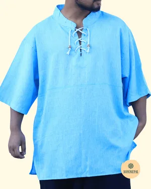 Handmade Cotton Lace-Up Boho Shirt