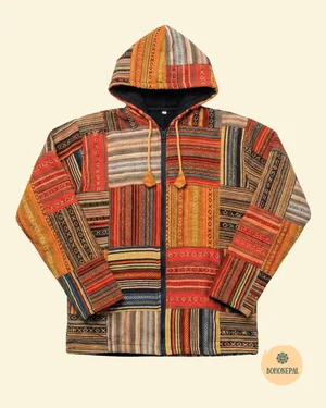 Handcrafted Patchwork Fleece Hoodie