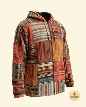 Handcrafted Patchwork Fleece Hoodie