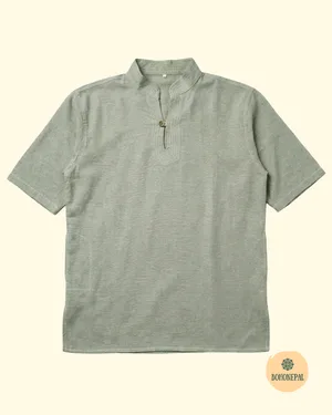 Sage Green Short-Sleeve Henley Shirt