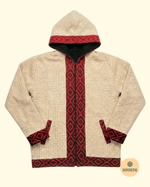 Boho Nepal Fleece Gheri Hooded Jacket