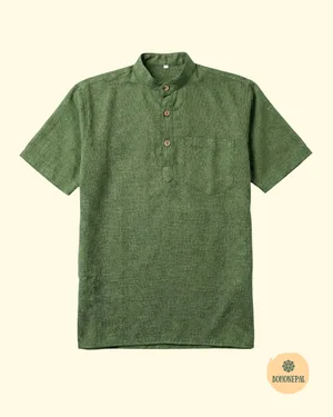 Handmade Cotton Patchwork Shirt Mandarin Collar