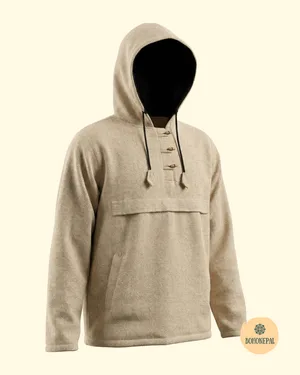Handcrafted Herringbone Pullover Fleece Cotton Hoodie