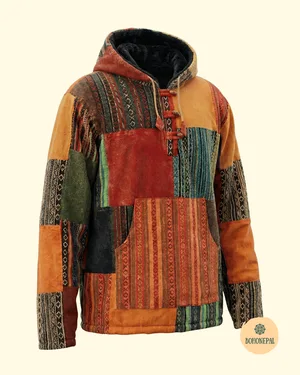 Handmade Patchwork Gheri FleeceHoodie