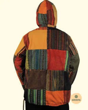 Handmade Patchwork Gheri FleeceHoodie