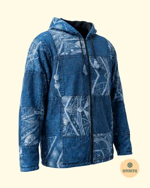 Acid wash patchwork printed hoodie