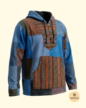 Handmade Patchwork Pullover  Hoodie