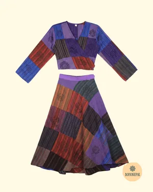 Boho Patchwork and Tie-Dye Two-Piece Set