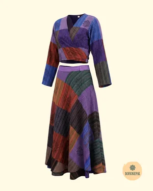 Boho Patchwork and Tie-Dye Two-Piece Set