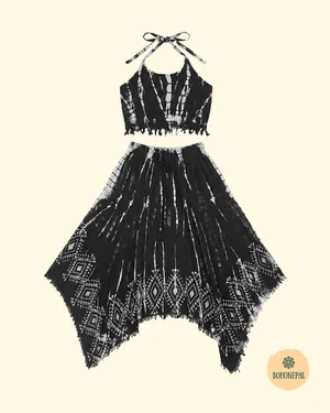 Tie-Dye Halter Crop Top & Handkerchief Skirt Co-ord Set"