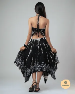 Tie-Dye Halter Crop Top & Handkerchief Skirt Co-ord Set"